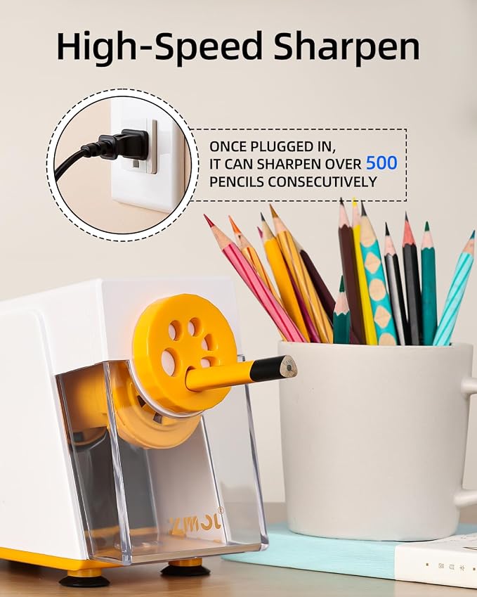 ZMOL Heavy Duty Electric Pencil Sharpener, 6-Hole Classroom Pencil Sharpener - Image 5