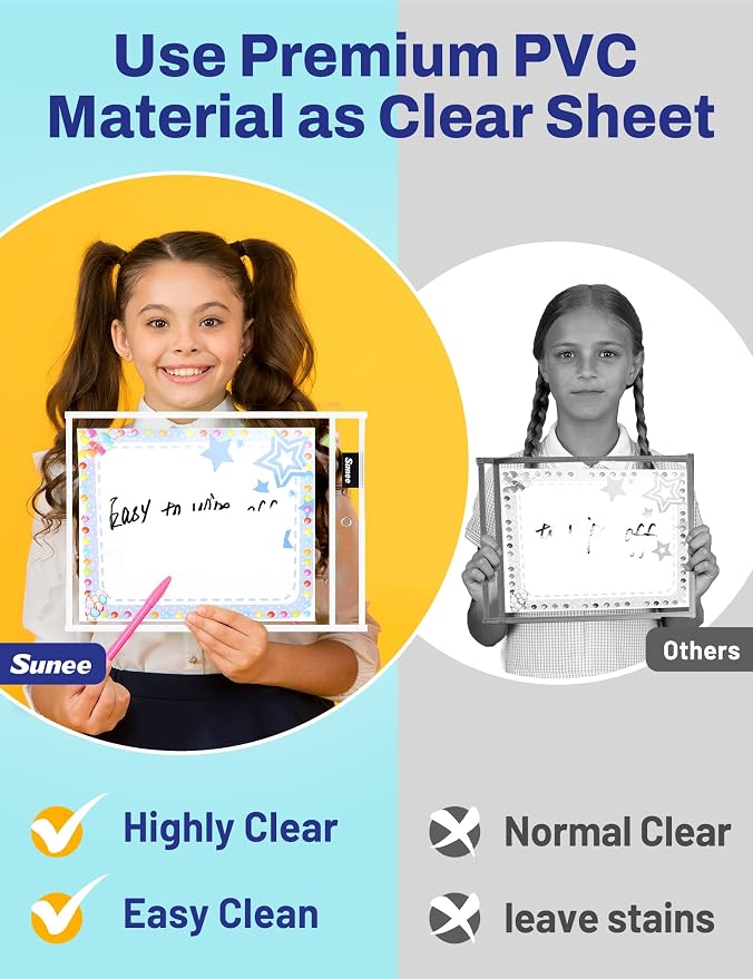SUNEE 30 Packs Oversized Reusable Dry Erase Pocket Sleeves - Image 5