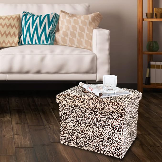 ALASDO Ottoman Storage Ottoman Footrest Stool Foldable Foot Rest Footstool Bench - Image 7