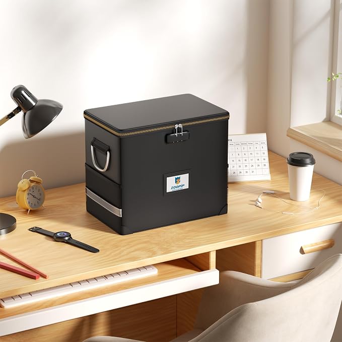 File Organizer with Lock, Fireproof Document Box, Hard Safe Box Includes 10 - Image 8