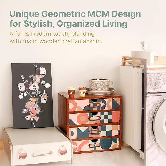 Mid-Century Modern Geometric Pattern Desk Organizer - Image 5