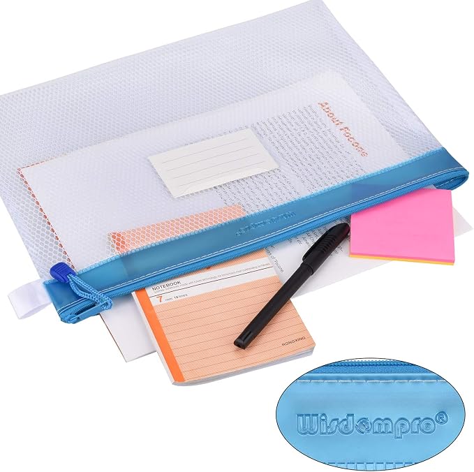 Wisdompro Zipper Pouch, 4 Packs Durable Letter Size Waterproof Mesh File Bag - Image 2