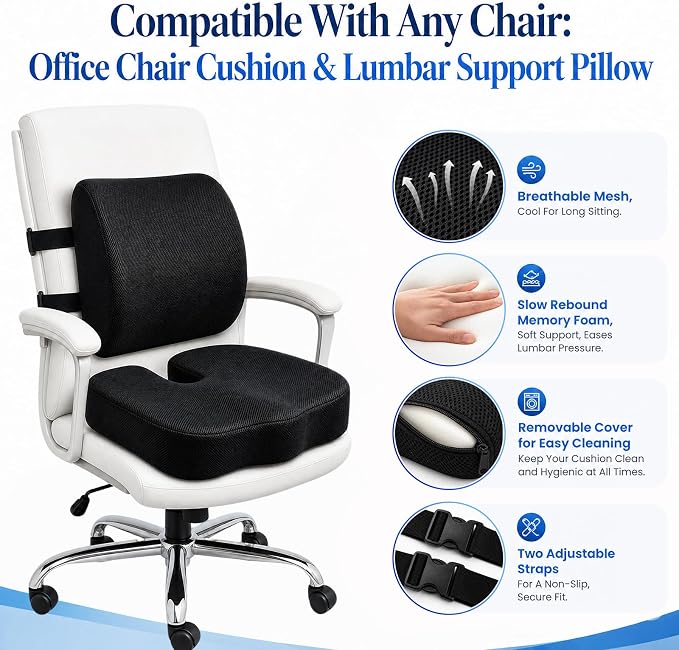 Ergonomic Seat Cushion & Lumbar Support Pillow - Image 4