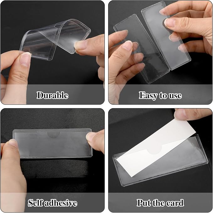 80 Pack 1" x 3" Self Adhesive Label Holders Shelf Tag Label Holder Clear Pockets - Image 3