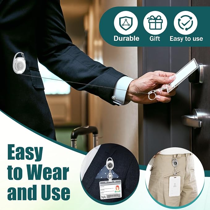 Honoson 50 Pcs Heavy Duty Retractable Badge Reels Batch ID Badge Holder - Image 4