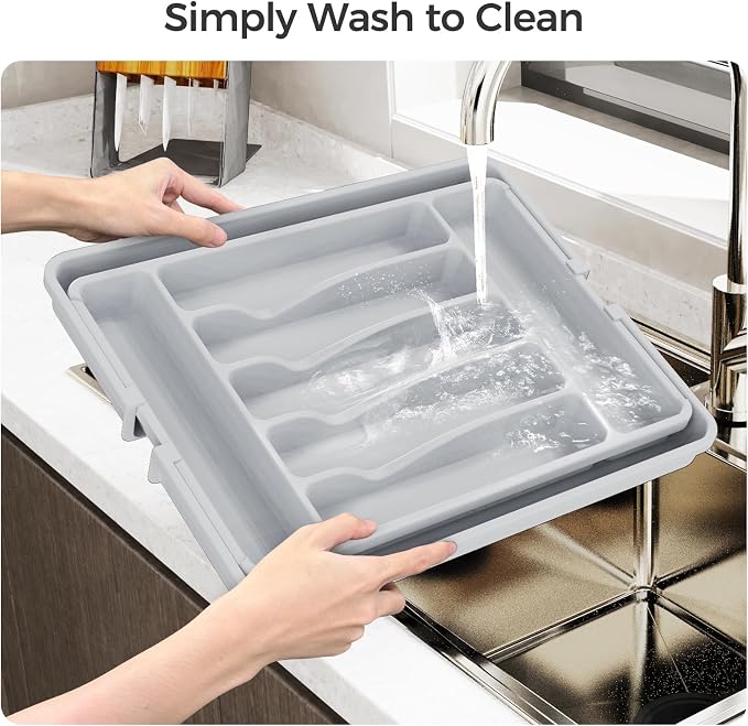 ukeetap Extra Large Expandable Silverware Organizer, BPA-Free Food-Safe Cutlery - Image 5