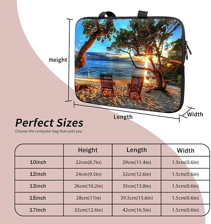 Laptop Sleeve Case Bag 15 inch, Sunset Tree Slim Carrying Case Durable Handbag Travel Laptop Bag for 15 inch MacBook Air M3/M2/15 Pro/Surface Laptop 7/6/5/4/3/ Dell XPS 15 Plus
