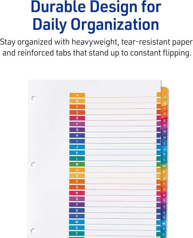 Avery A-Z Dividers for 3 Ring Binders, 26 Tabs per Set, Customizable Table of - Image 6