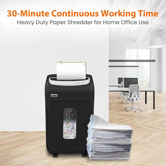 Paper Shredder for Home Office Heavy Duty with 60 Mins Running with US Patented Cutter,Shred CD/Card with Extra Large Bin,AUTO Jam Proof(ETL) (25-Sheet Cross Cut)-DeskLoop Office