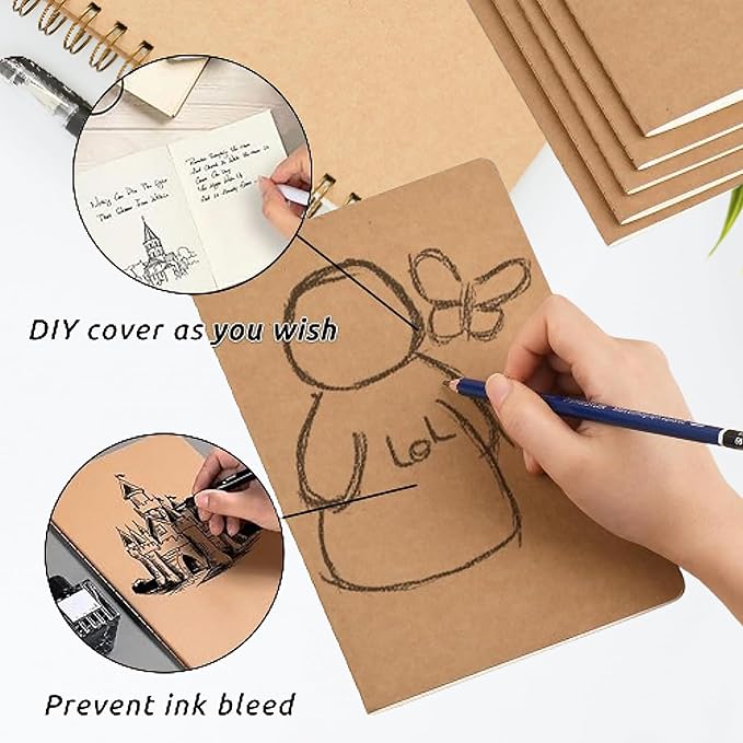 100 PCS A5 Lined Notebooks Bulk, 8.3"x5.5" Kraft Paper Journals - Image 4