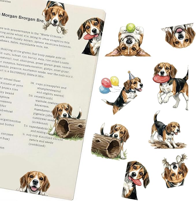 Beagle Magnetic Bookmarks Set of 8 – Cute Dog Bookmark Clips, Funny Dog Page by TheClover