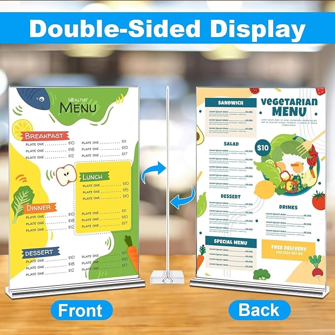 EHWINE 4 Pack Acrylic Sign Holders 5x7 Double-Sided Tabletop Display Stands - Image 4