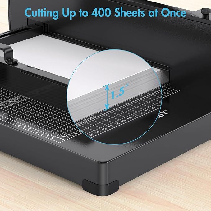 Paper Cutter 12 Inch, Heavy Duty Paper Cutter for A4 Paper, Guillotine Paper Cutter 400 Sheet Capacity, Solid Steel Construction-DeskLoop Office