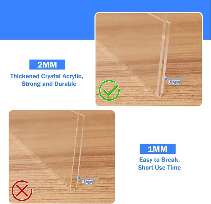 12 Pack Acrylic Sign Holder 8.5 x 11 Horizontal Slant Back Acrylic Stands - Image 3