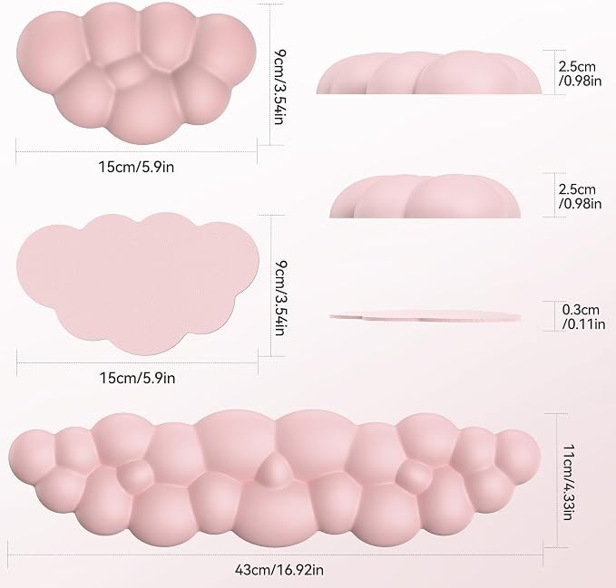TECKNET Cloud Keyboard Wrist Rest Set, Cloud Wrist Rest - Image 2