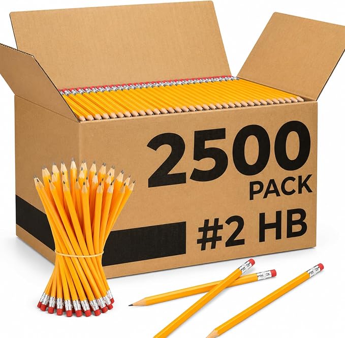 Rosmonde Pencils Bulk, 2500 Pack, Pencils Sets, Pre Sharpened #2, Easy Hold Grip by Rosmonde