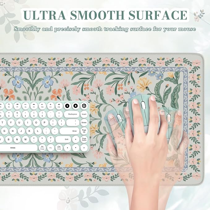 iCasso Aesthetic Floral Desk Mat, L Mouse Pads, Anti-Slip Mousepad - Image 3