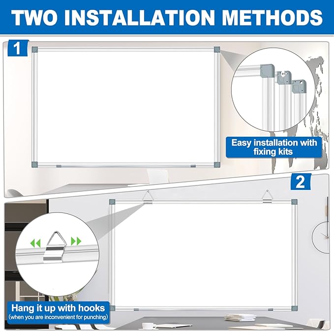H-Qprobd 6'x4' Large Magnetic White Board Dry Erase Whiteboard with Aluminum Frame, 72"X48" Hanging White Boards for Wall with Long Pen Tray, Presentation Board for Office Classroom Home-DeskLoop Office