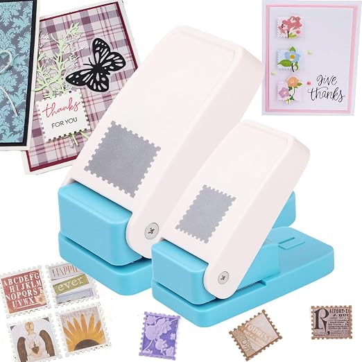 2Pcs Stamp Punch 1x0.8 Inch Scalloped Rectangle Puncher & 1.5 Inch Square Hole by CYFUNDESIGN