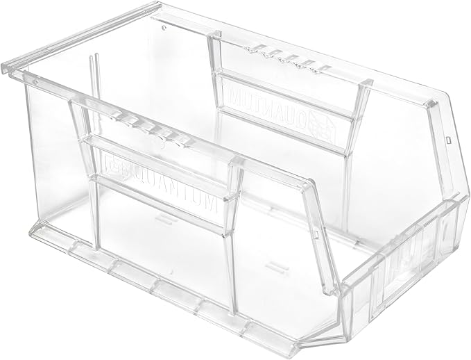 Hudson Exchange 15" x 8" x 7" Plastic Stackable Storage Bin and Hanging Container (Crystal Clear, 1 Pack)-DeskLoop Office