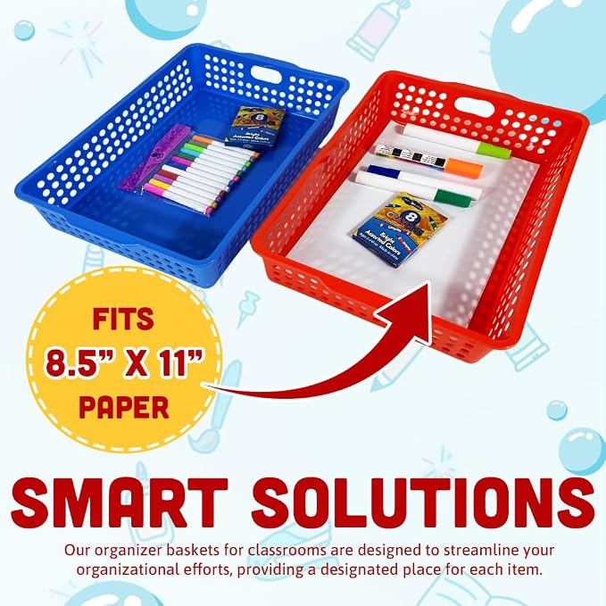 4E's Novelty 6 Pcs Colorful Plastic Classroom Storage Bins 13.75" X 10.25" - Image 3