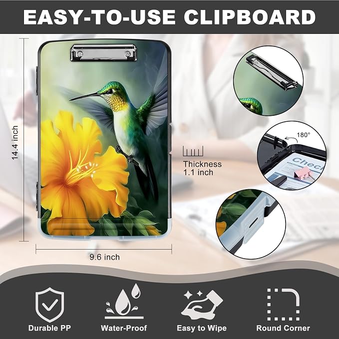 Clipboard with Storage, Heavy Duty Plastic Storage Clipboard with Low Profile - Image 2