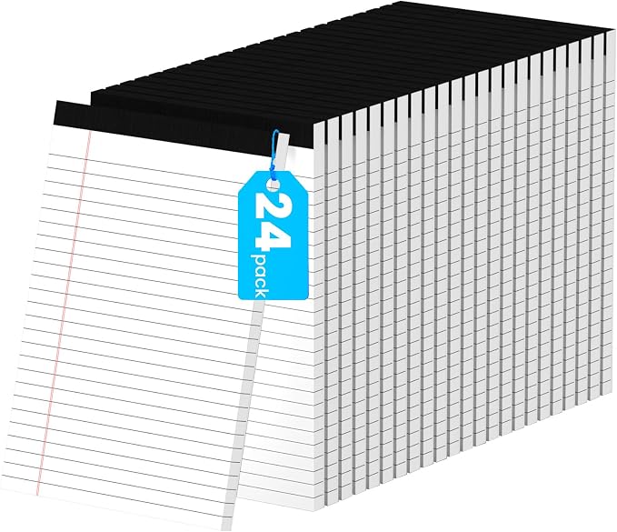 24 Pack Notepads 5x8, Small Legal Pads Narrow College Ruled, 30 Sheets/Pack by Ciphyfee