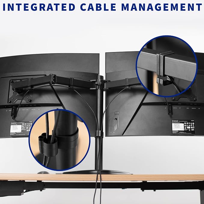 VIVO Dual LED LCD Monitor Mount, Free-Standing Desk Stand - Image 7