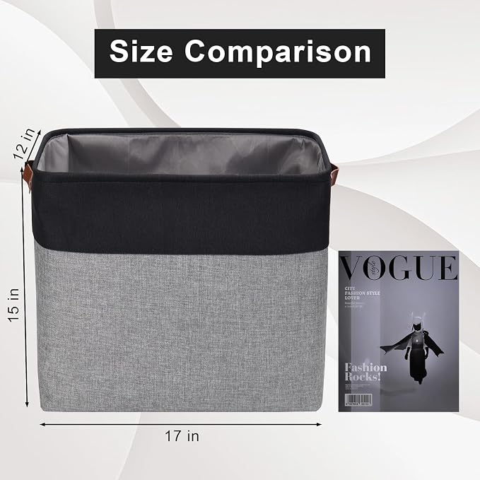 Bagnizer Large Fabric Storage Baskets | 50L Storage Bins, Decorative Linen - Image 3