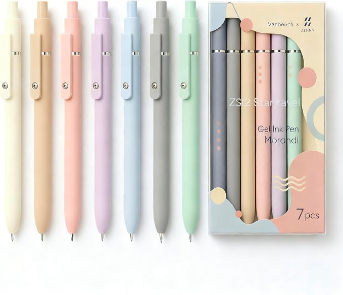 Vanhench 7Pcs 0.5 mm Black Ink Gel Pens Fine Point Smooth Writing Quick Dry Pen by Vanhench
