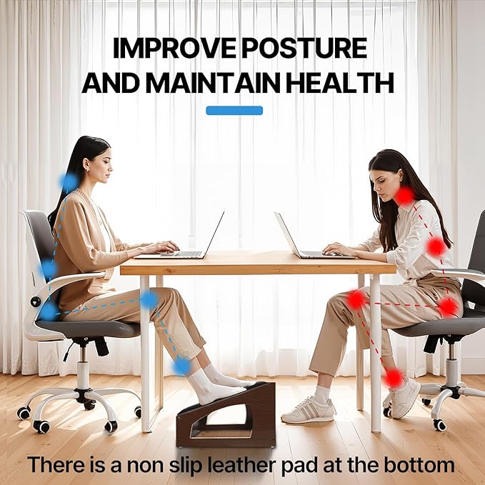 Ergonomic Foot Rest, 4 Adjustable Height Foot Stool,Footrest Under Desk， Soft Cushions, Foot Rest Office,Improving Posture, Promoting Blood Circulation（Espresso）-DeskLoop Office