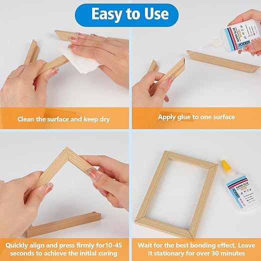 Super Glue for Woodwork with Anti Clog Cap. 6 x 1 fl oz,CA Glue - Clear Adhesive Cyanoacrylate Glue for Furniture, Garden, Crafts, DIY, Metal to Wood, Quick Dry