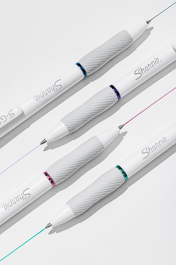 Sharpie S-Gel | Gel Pens for Writing | Medium Point (0.7mm) | Assorted Ink Colours | White Pearl Barrels | 8 Count-DeskLoop Office