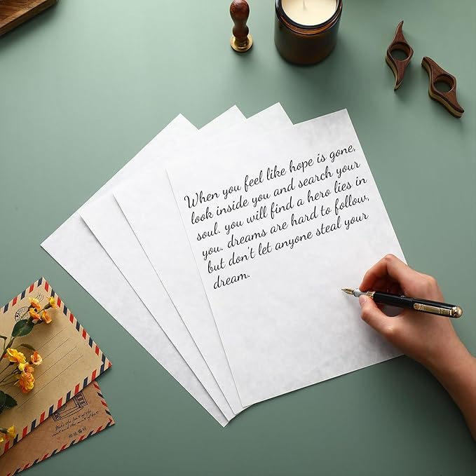 Epakh 200 Sheets Old Age Parchment Paper 8.5 x 11 Inch Standard Letter Vintage Colored Old Parchment Semblance Double Side Printing Paper(Blue)-DeskLoop Office