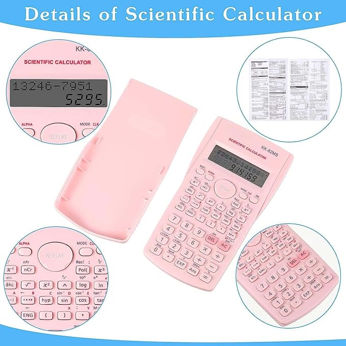 Scientific Calculators Desktop, Scientific Calculators for Students, Scientific Calculator 240 Functions 2 Line 10+2 Digits, Desk Math Calculator for School (Pink)-DeskLoop Office