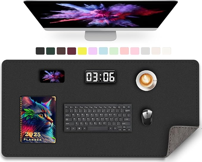 PU Leather Desk Pad Protector, 35.4" x 17", Non-Slip Mouse Pad, Waterproof by METEOROCK