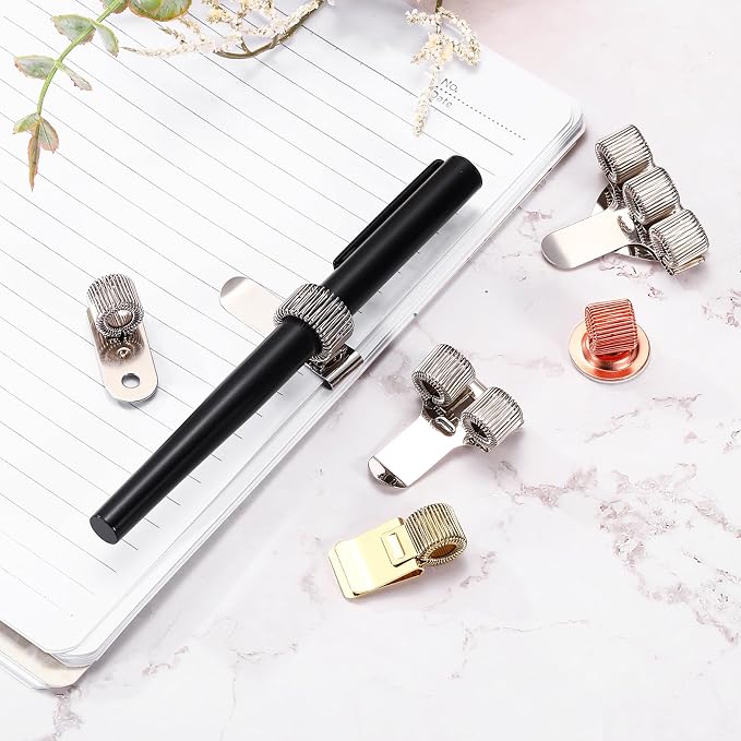 PATIKIL 2Pcs Pen Holder Clips, Metal Pen Clip Holder Adjustable Loop Pen Pencil - Image 6