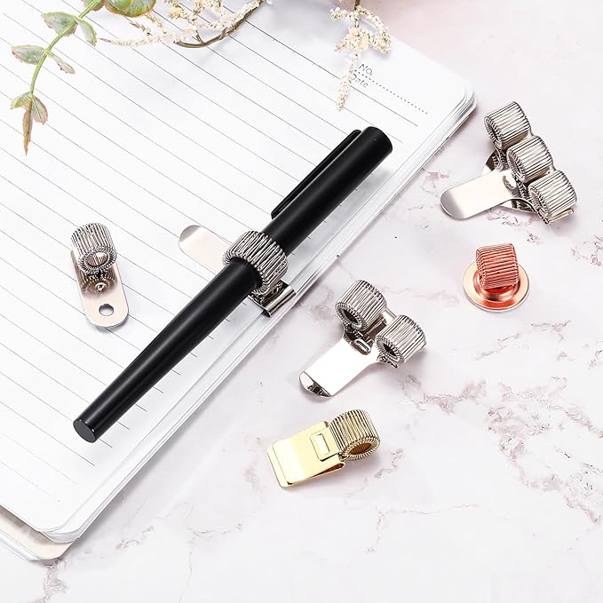 PATIKIL 2Pcs Metal Pen Clip Holder, Adjustable Loop Pen Pencil Organizer - Image 6