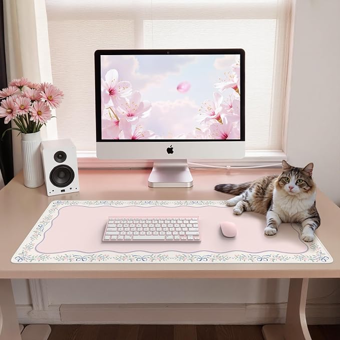 iCasso Pink Desk Mat, Cute Desk Pad - Image 7