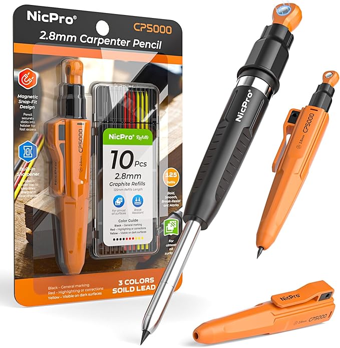 Nicpro CP5000 Magnetic Carpenter Pencils by Nicpro