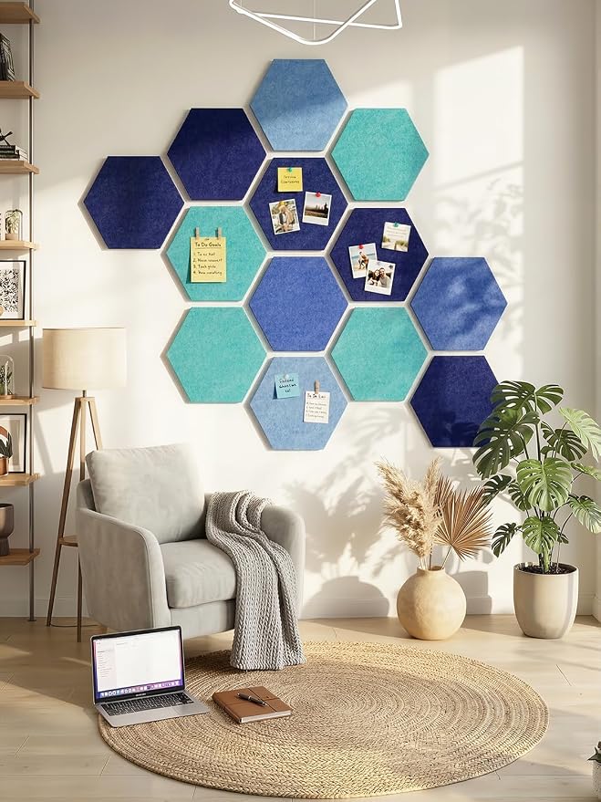 8 Pack Hexagon Felt Bulletin Board Tiles - Image 6