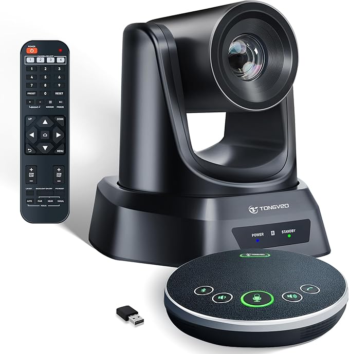 HDMI 20X Optical Zoom PTZ Conference Room Camera System, 1080P 60fps USB3.0 Computer Camera with Microphone & Bluetooth Speakerphone, Easy Setup for Church & Meetings-DeskLoop Office