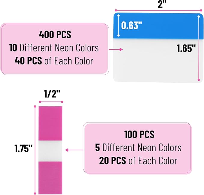 Mr. Pen- Sticky Index Tabs, 500 Pcs, 21 Sets, Colorful Sticky Tabs for Notebooks, Page Markers, Page Tabs for Binders, Page Tabs Sticky Tabs for Books, Notebook Tabs, Book Sticky Tabs for Notebooks-DeskLoop Office
