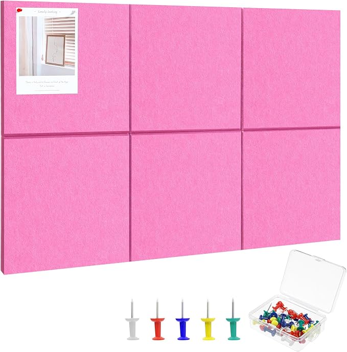 Large Cork Board 36" x 24", 6 Pack Felt Bulletin Board by Thboxes