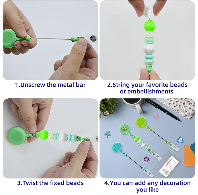 30pcs Green Beadable Badge Reels Making Kits - Image 6