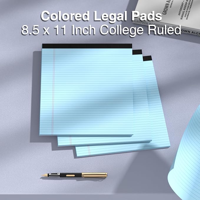 3 Pcs Legal Pads 8.5 x 11 Blue Note Pads 8.5 x 11 Notepad Total 75 Sheets - Image 6