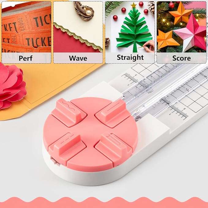 Ecraft Pink Paper Cutter 4-in-1 Paper Trimmer Multi-Function Scrapbooking Tool - Image 4