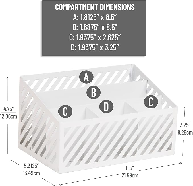 Mind Reader Desktop Organizer and Mail Sorter, Five Compartments, Office - Image 3