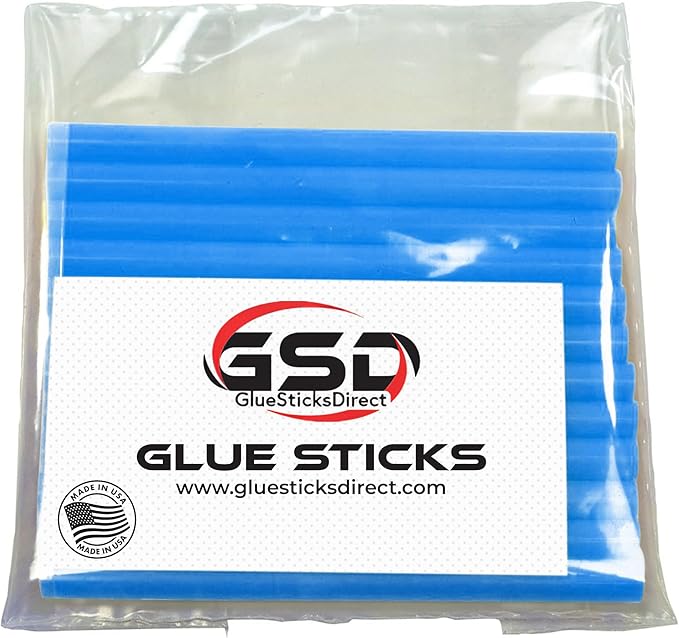 Mini Size Hot Melt Glue Sticks for Glue Gun - Bulk 4in Translucent Blue Glue Sticks - Great for Art Craft Repairs & Compatible w/Most Glue Guns - 5/16" X 4" (24 Sticks) - Made in USA-DeskLoop Office