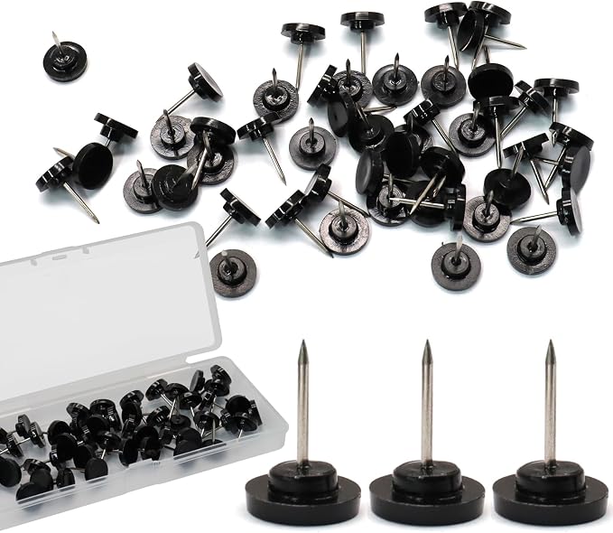 Biaungdo 50 Pcs Black Flat Push Pins, Plastic Round Head Thumb Tacks - Image 7